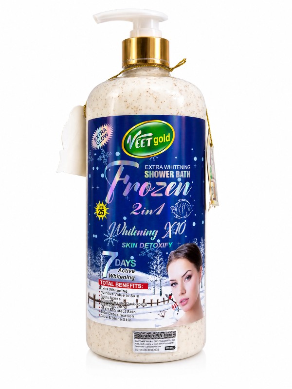 Veet Gold Frozen 2-in-1 Whitening Shower Bath, Skin Detoxifying Body Wash, Extra Whitening, SPF 25, 1000ml