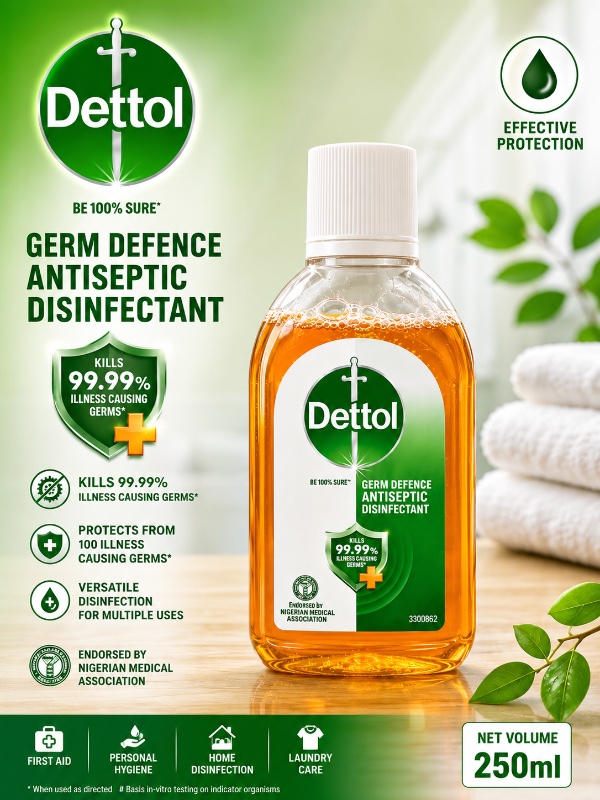 Dettol Germ Defence Antiseptic Disinfectant (250ml)