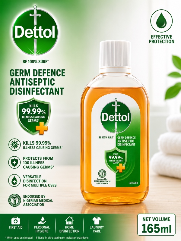 Dettol Germ Defence Antiseptic Disinfectant (165ml)