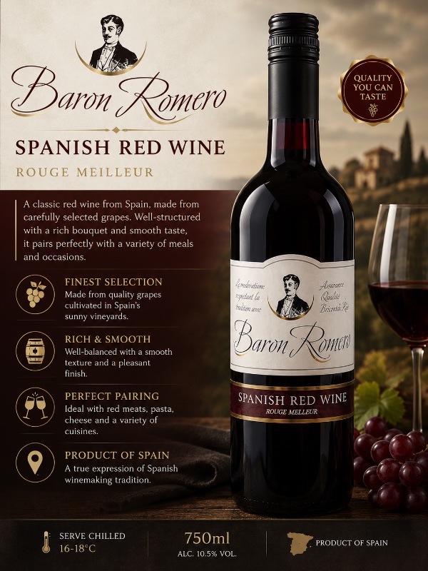 Baron Romero Spanish Red Wine 